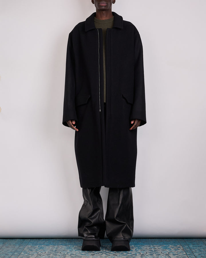 Rick Owens Runway Jumbo Mac Melton Coat Black
