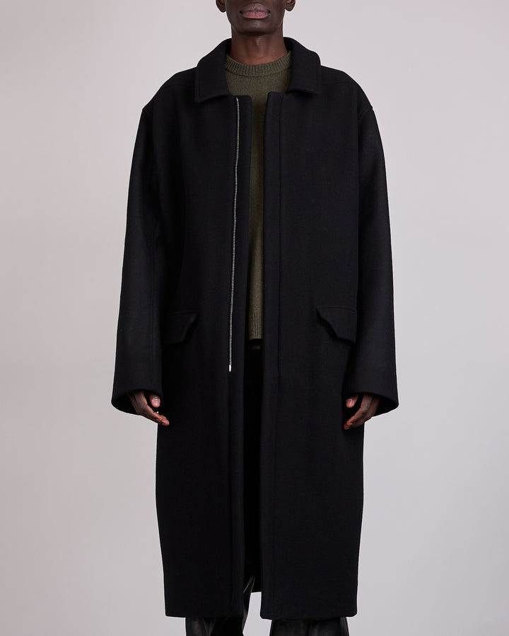 Rick Owens Runway Jumbo Mac Melton Coat Black