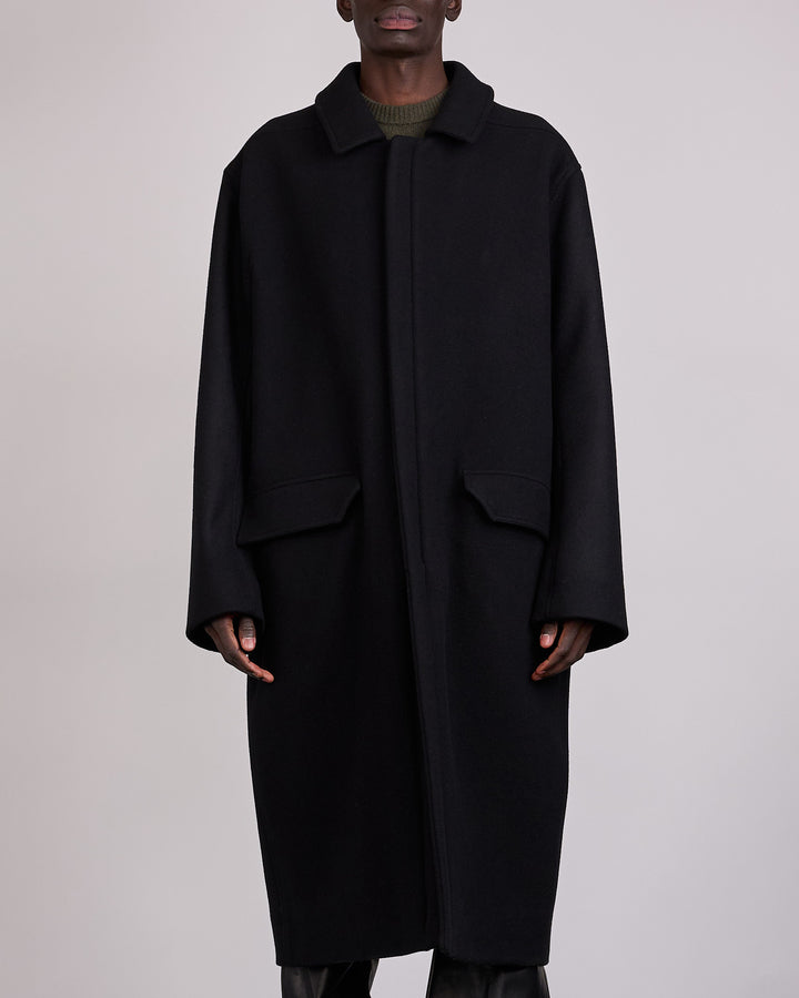Rick Owens Runway Jumbo Mac Melton Coat Black