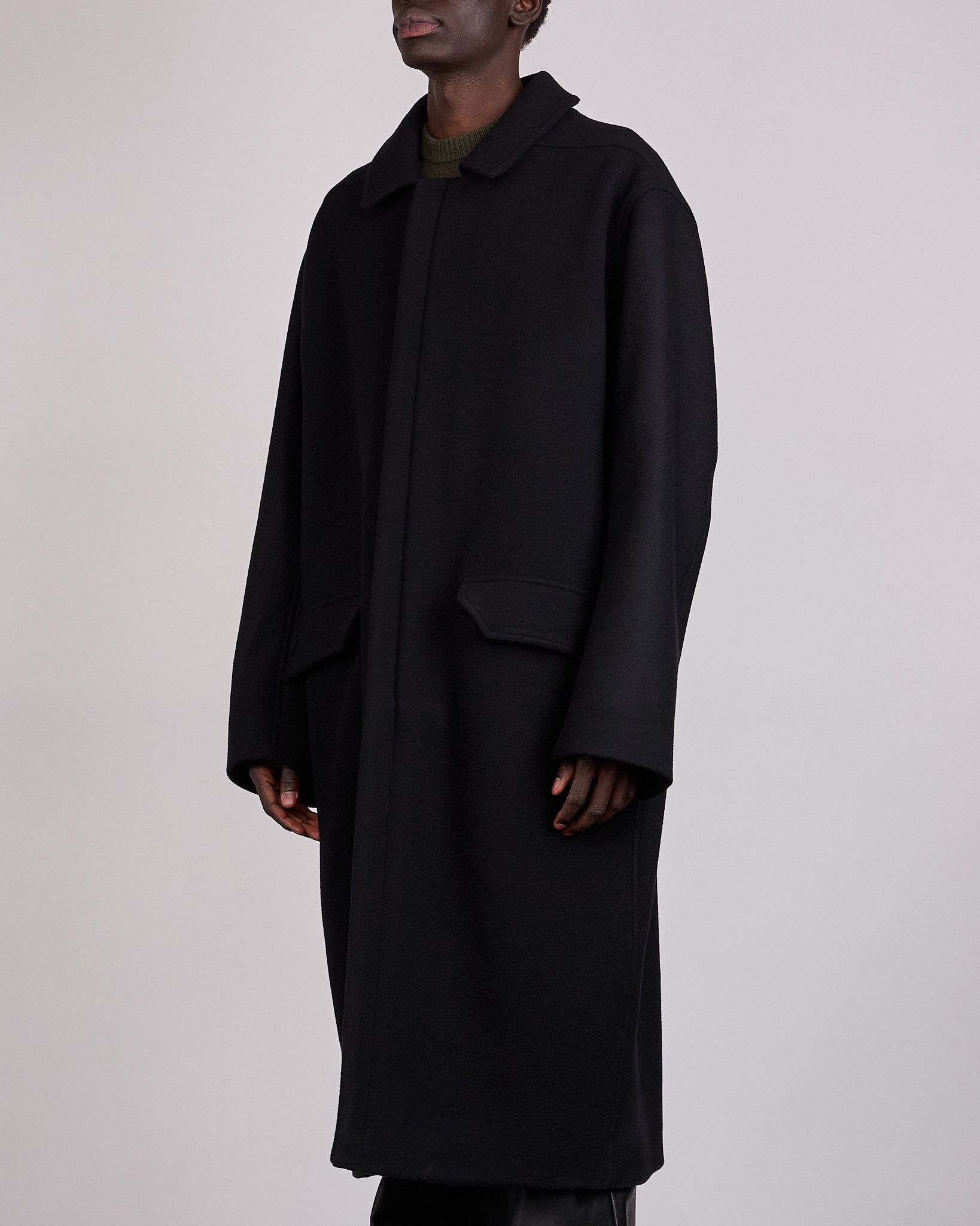 Rick Owens Runway Jumbo Mac Melton Coat Black – LESS 17