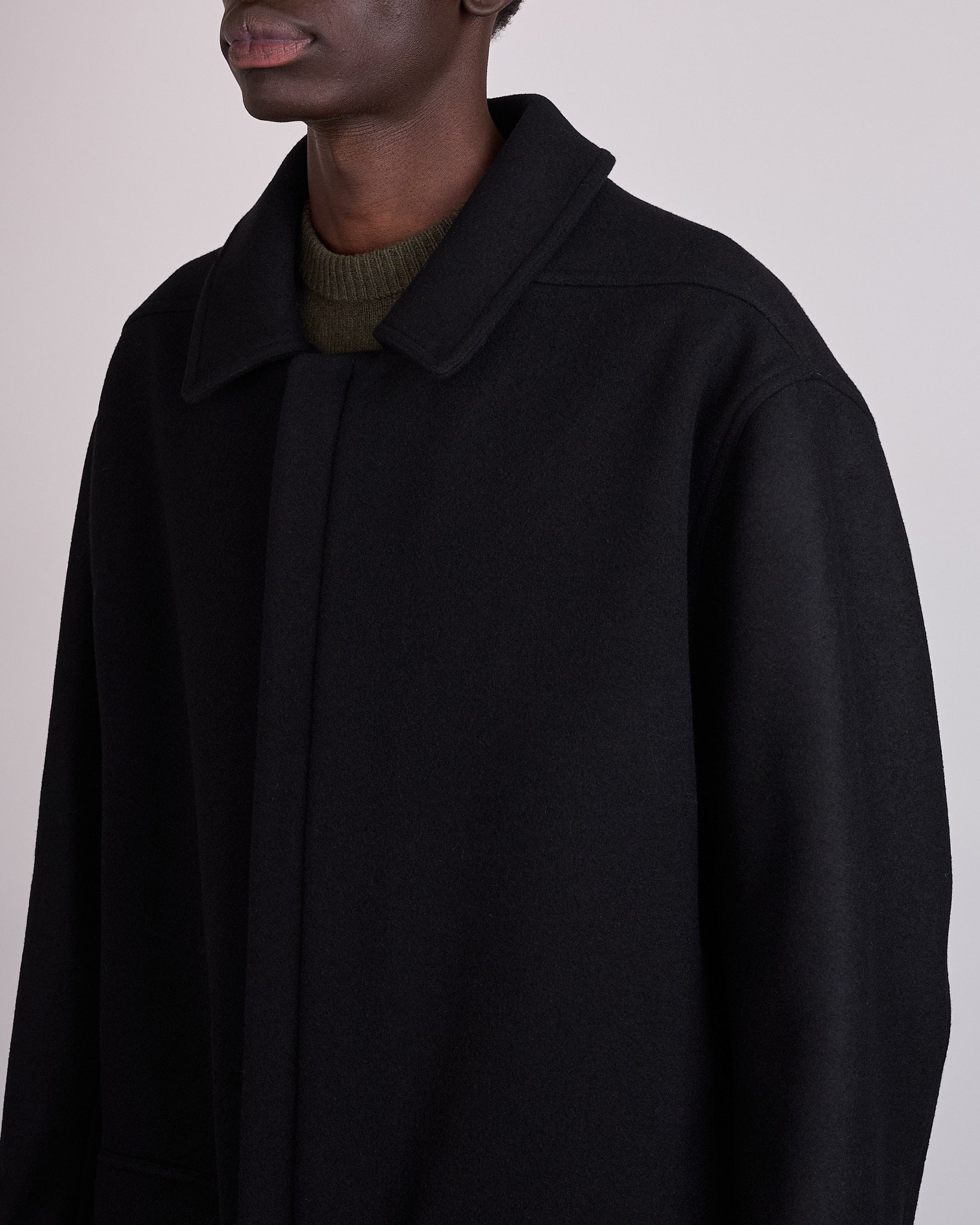 Rick Owens Runway Jumbo Mac Melton Coat Black – LESS 17