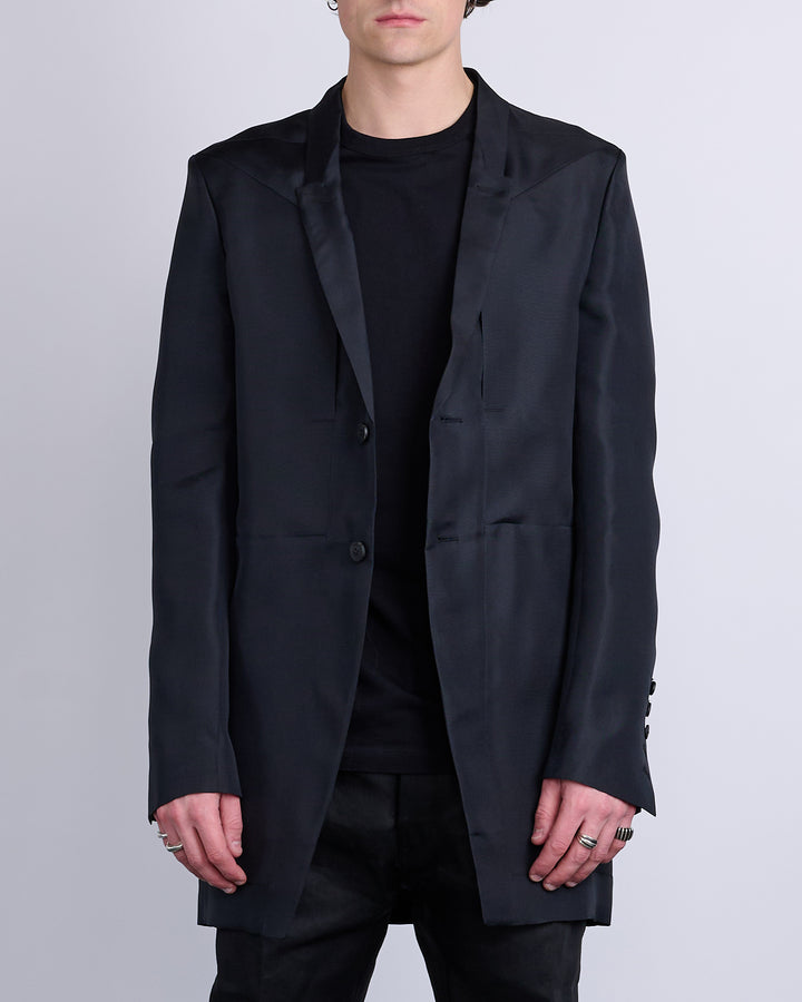 Rick Owens Runway Lido Fogpocket Jacket Silk Gazar Black