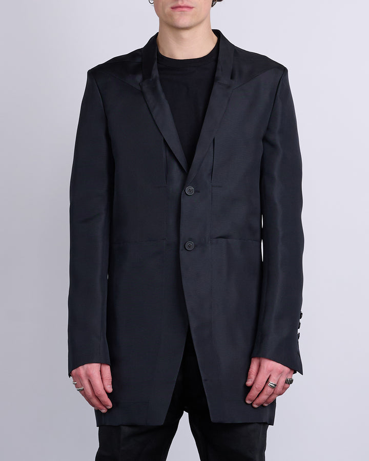 Rick Owens Runway Lido Fogpocket Jacket Silk Gazar Black