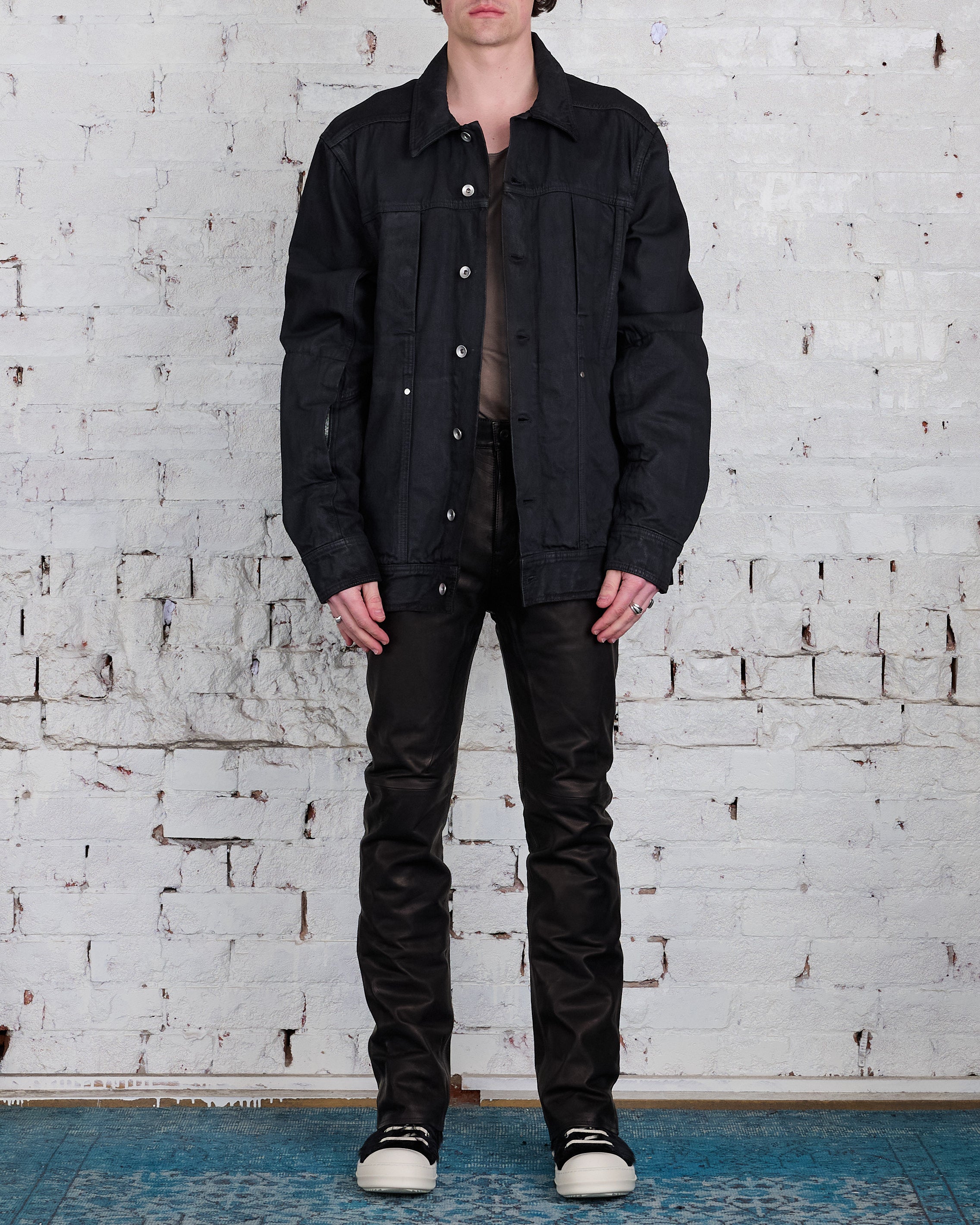 Rick Owens Runway Lido Worker Jacket Black Wax Denim – LESS 17