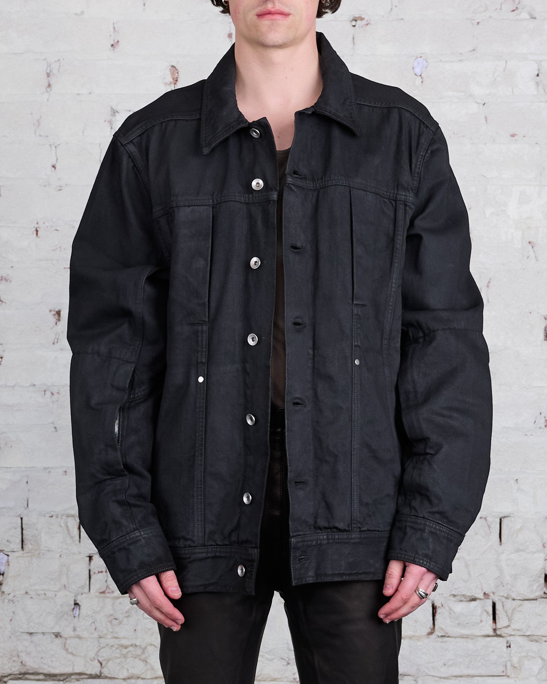 Rick Owens Runway Lido Worker Jacket Black Wax Denim – LESS 17