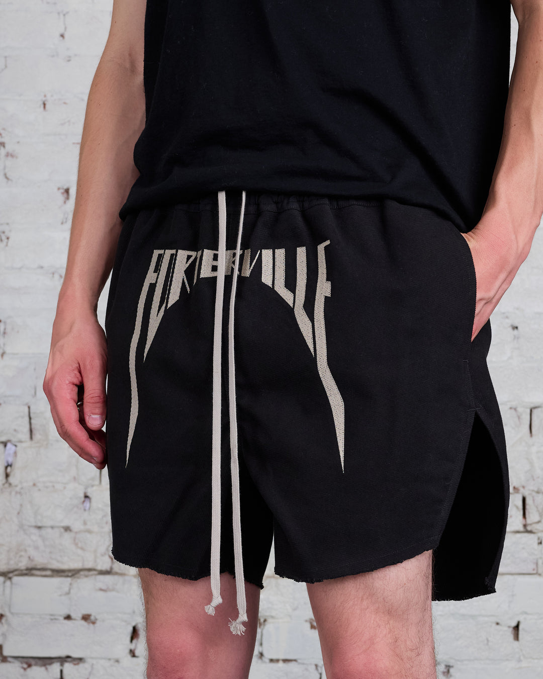 Rick Owens Runway Long Boxers Brushed Twill Black/Pearl