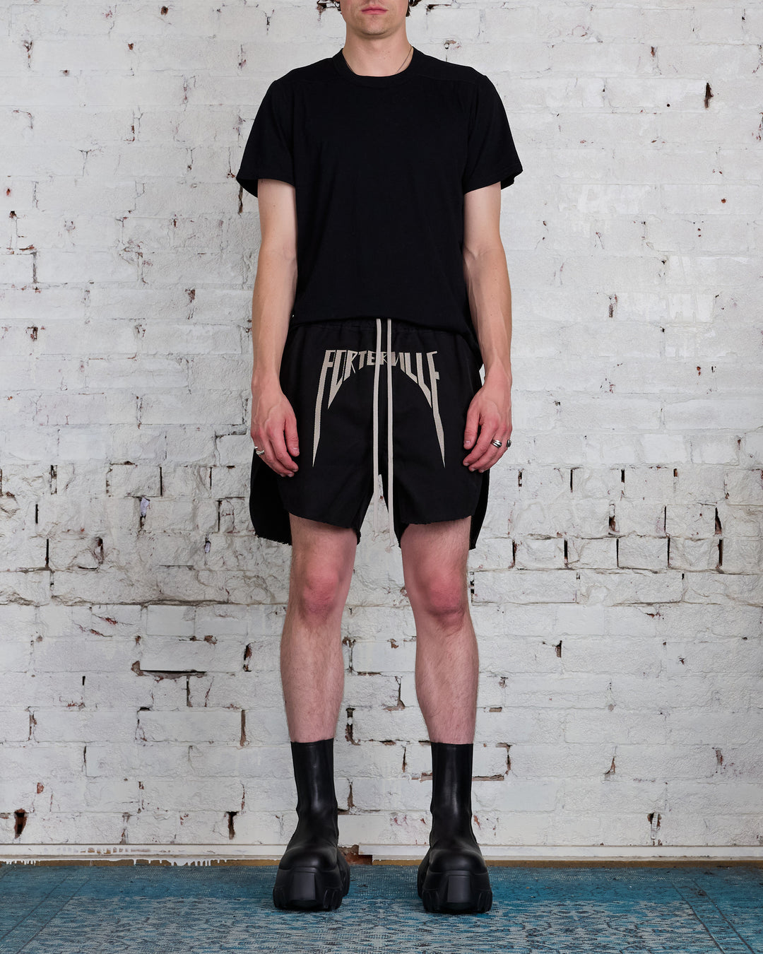 Rick Owens Runway Long Boxers Brushed Twill Black/Pearl