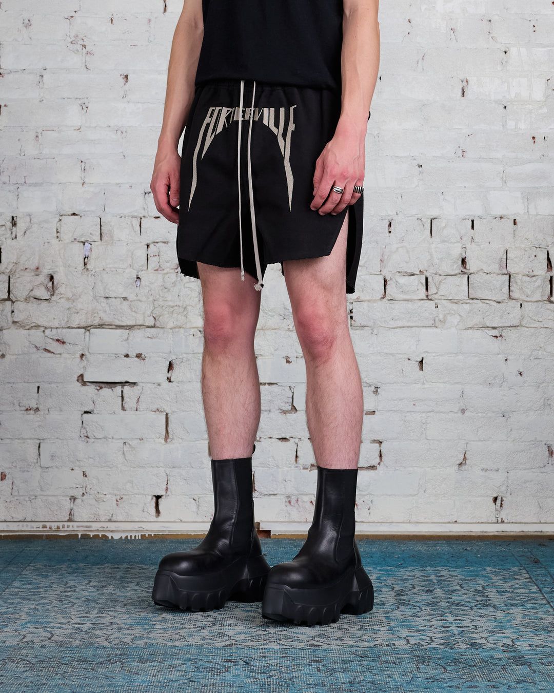 Rick Owens Runway Long Boxers Brushed Twill Black/Pearl