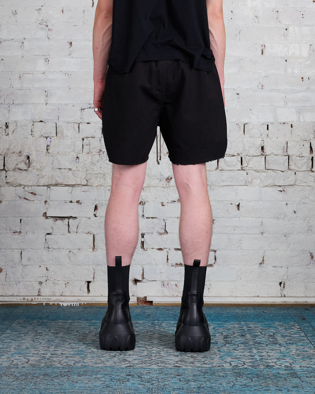 Rick Owens Runway Long Boxers Brushed Twill Black/Pearl