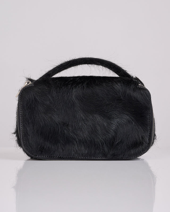 Rick Owens Runway Medium Beauty Unshaved Leather Bag Black