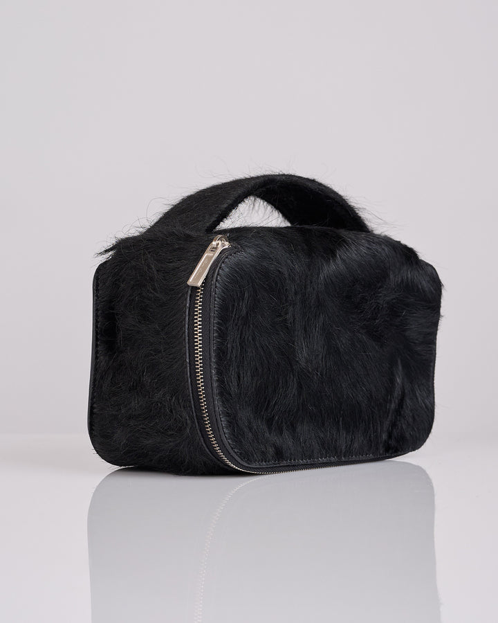 Rick Owens Runway Medium Beauty Unshaved Leather Bag Black