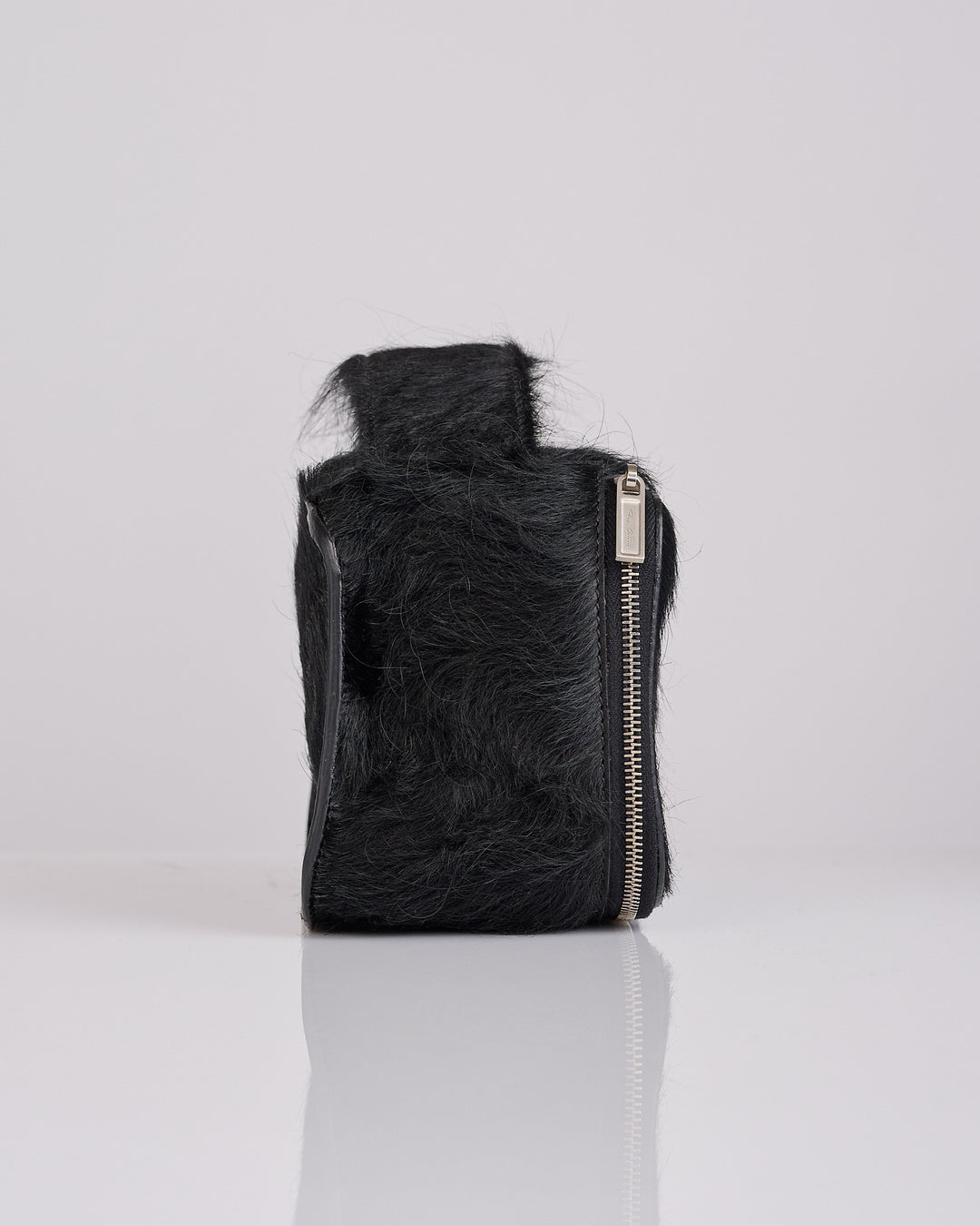 Rick Owens Runway Medium Beauty Unshaved Leather Bag Black