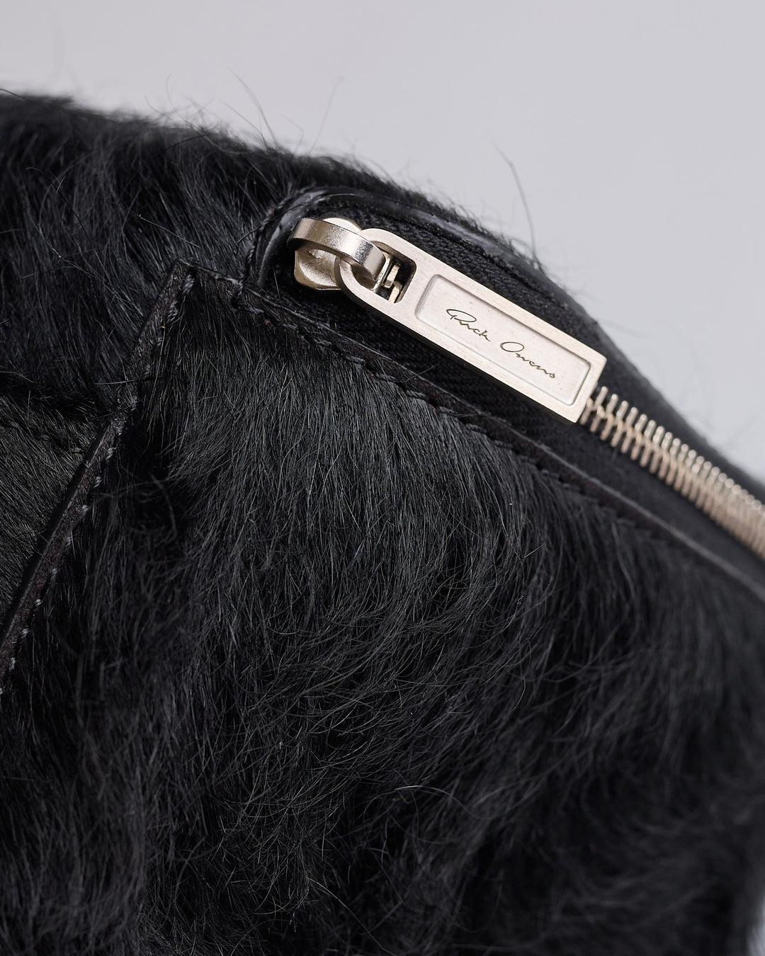 Rick Owens Runway Medium Beauty Unshaved Leather Bag Black