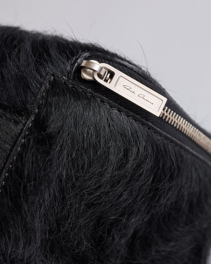 Rick Owens Runway Medium Beauty Unshaved Leather Bag Black