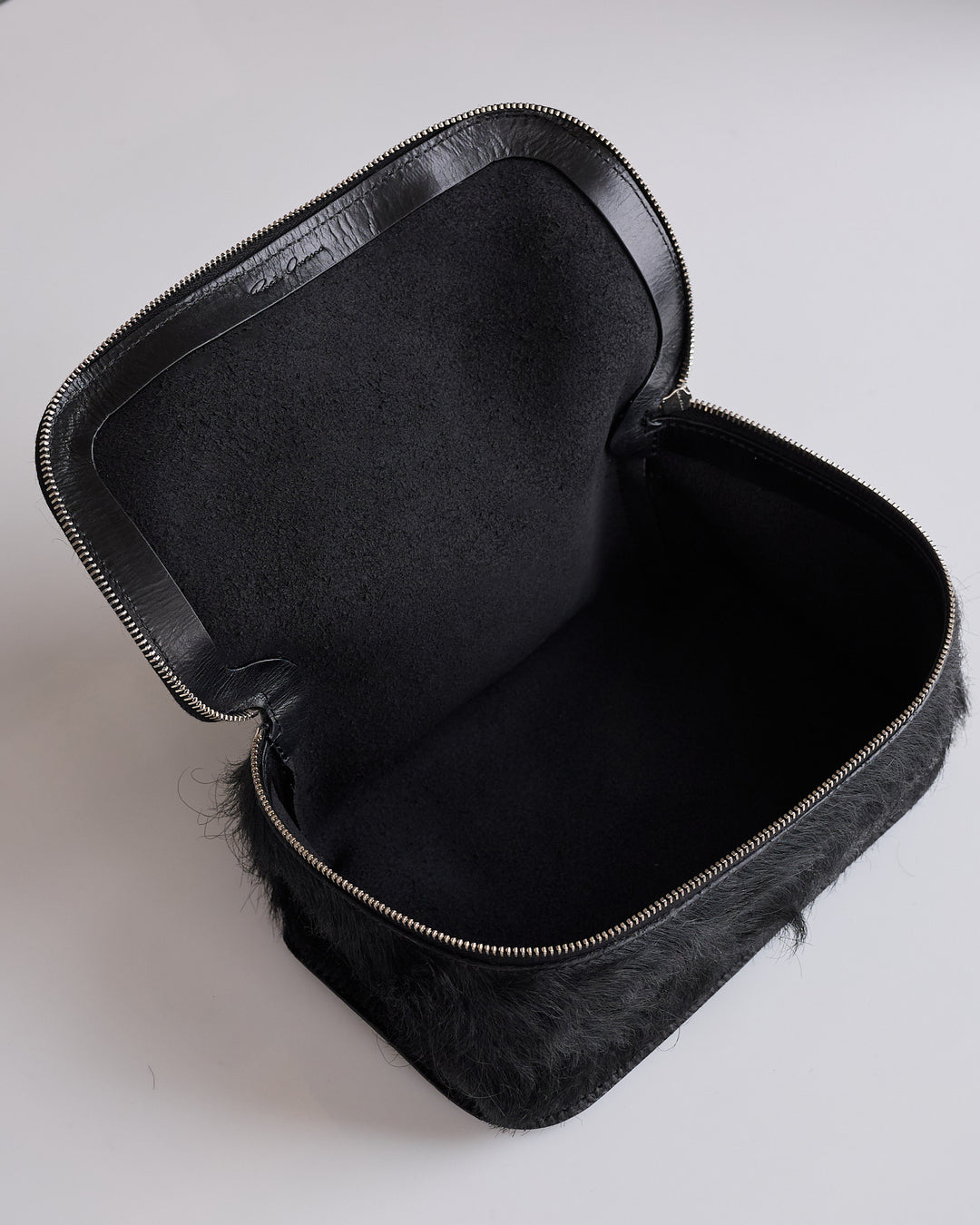 Rick Owens Runway Medium Beauty Unshaved Leather Bag Black