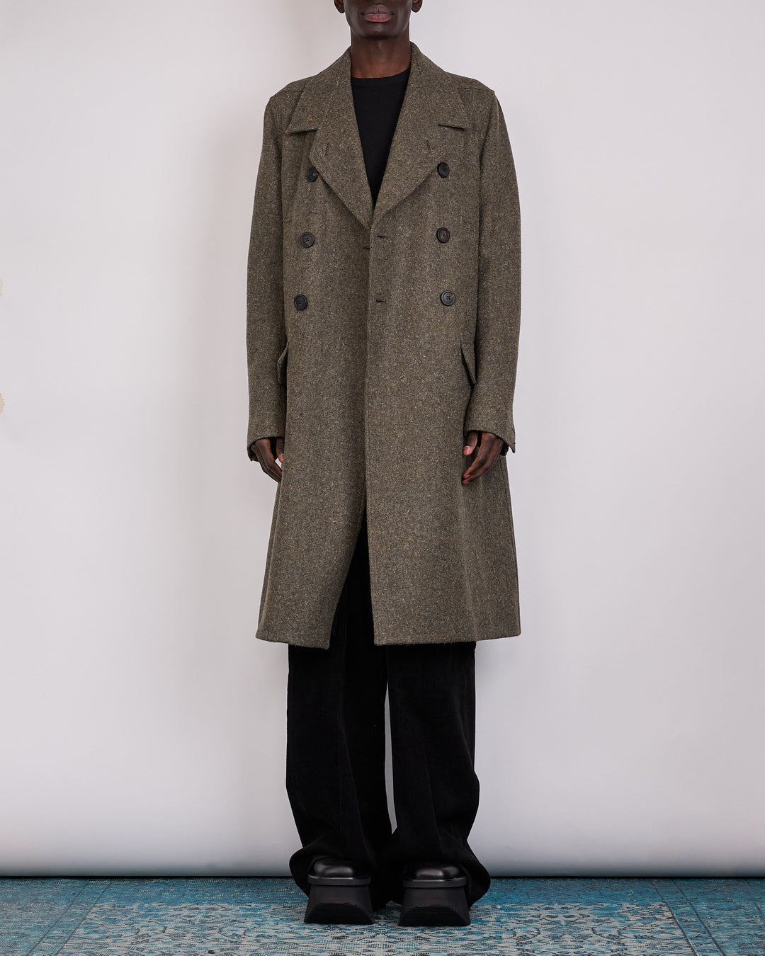 Rick Owens Runway Officer Rugged Wool Coat Bosco