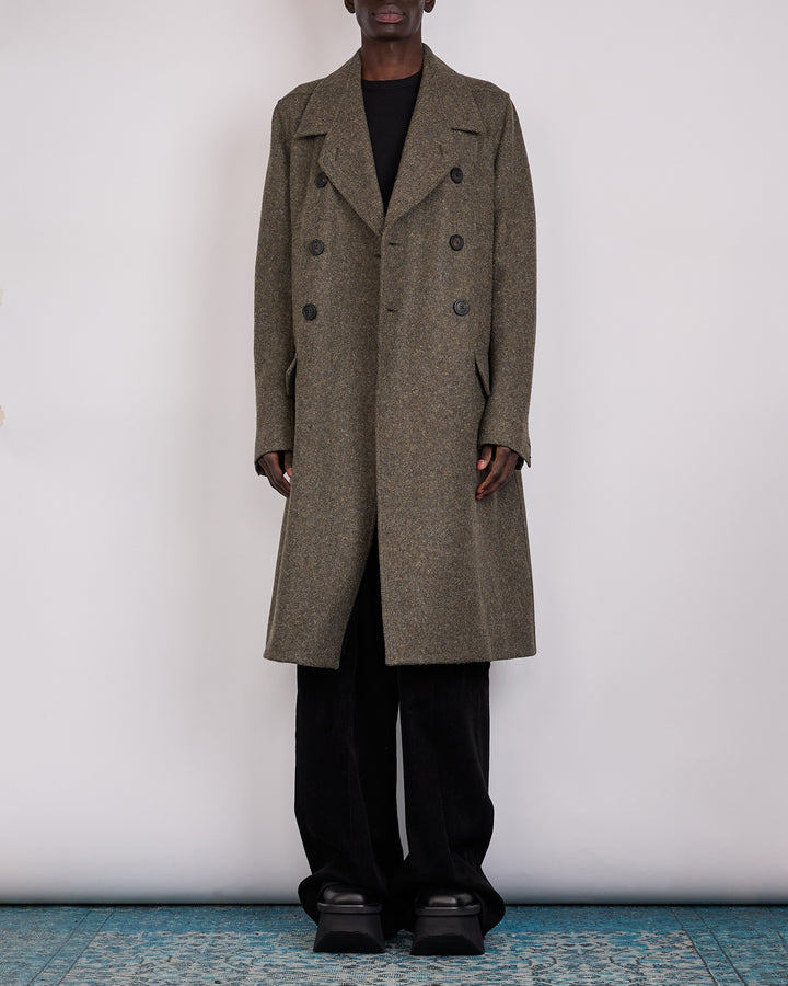 Rick Owens Runway Officer Rugged Wool Coat Bosco