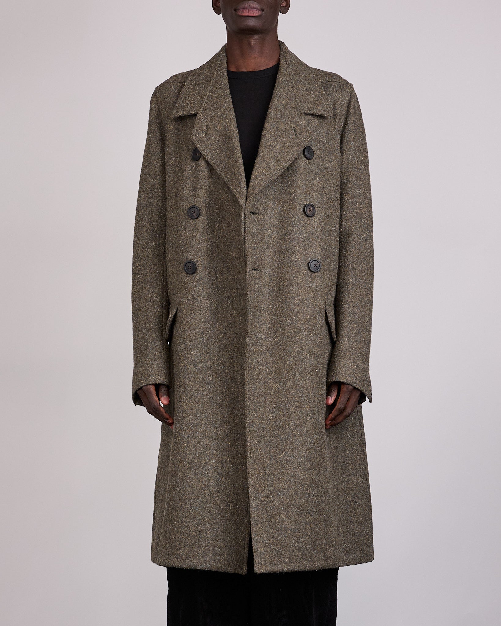 Rick Owens Runway Officer Rugged Wool Coat Bosco – LESS 17