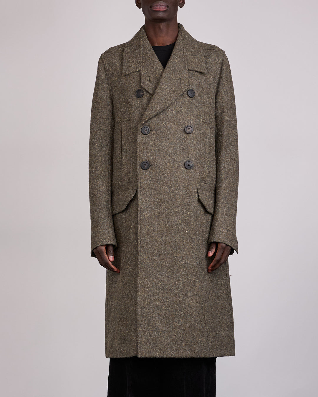 Rick Owens Runway Officer Rugged Wool Coat Bosco
