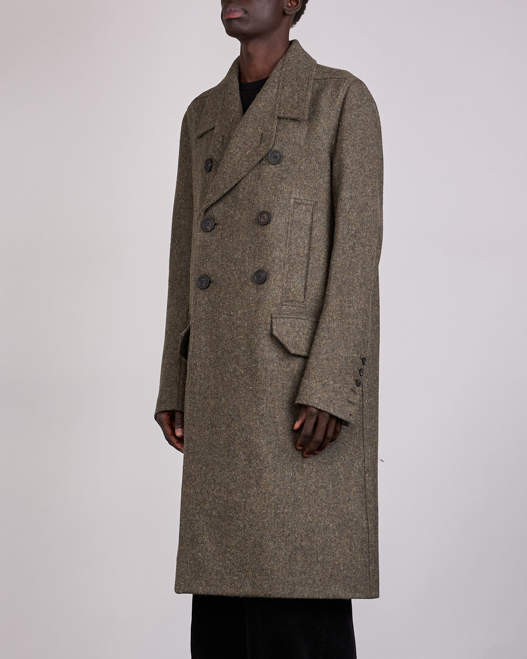 Rick Owens Runway Officer Rugged Wool Coat Bosco