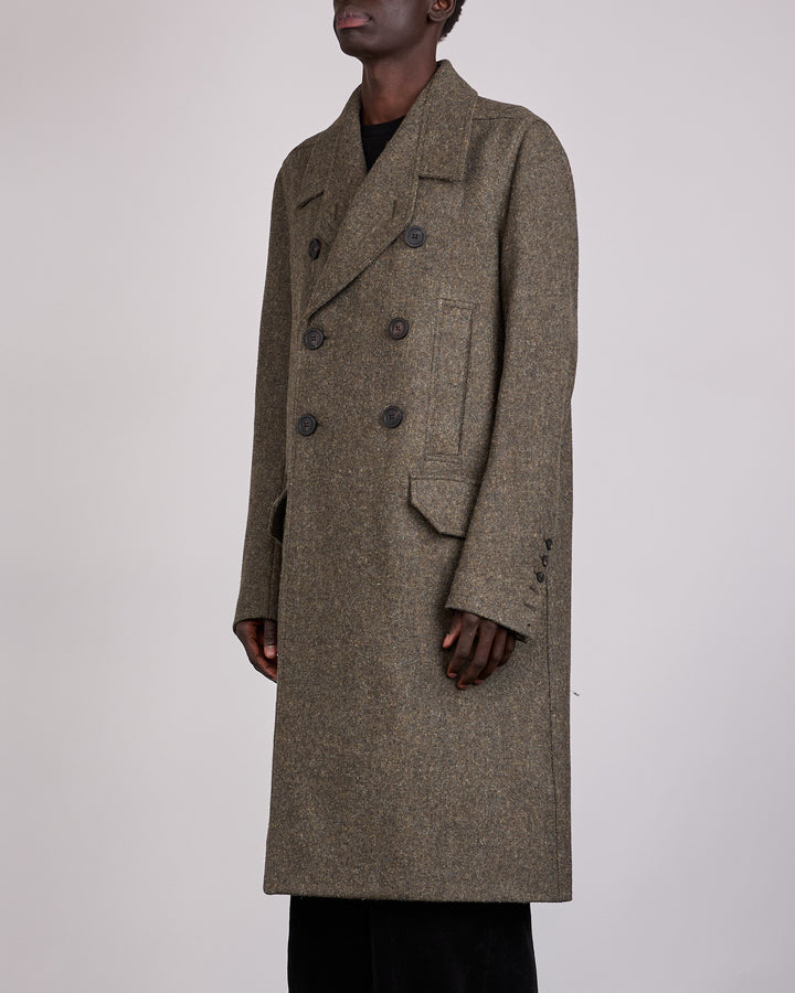 Rick Owens Runway Officer Rugged Wool Coat Bosco