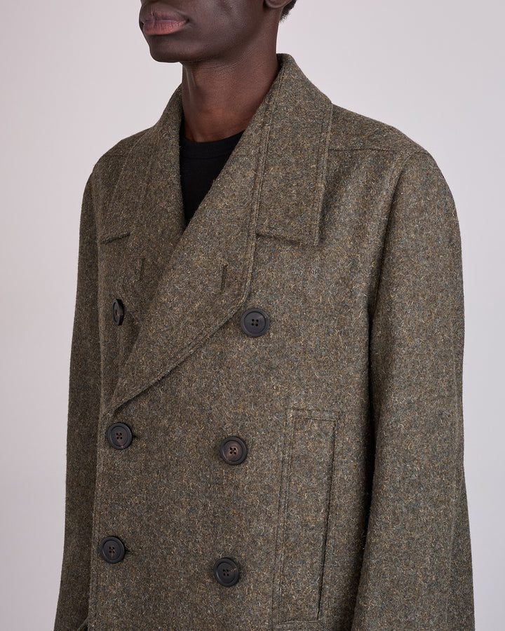 Rick Owens Runway Officer Rugged Wool Coat Bosco