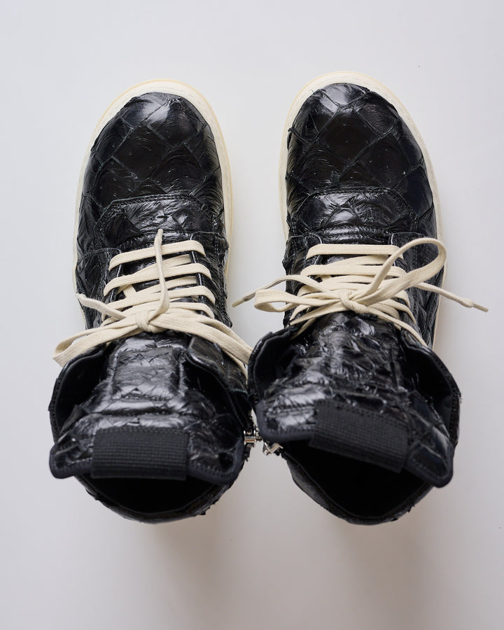Rick Owens Runway Pirarucu Geobasket Black Black Milk