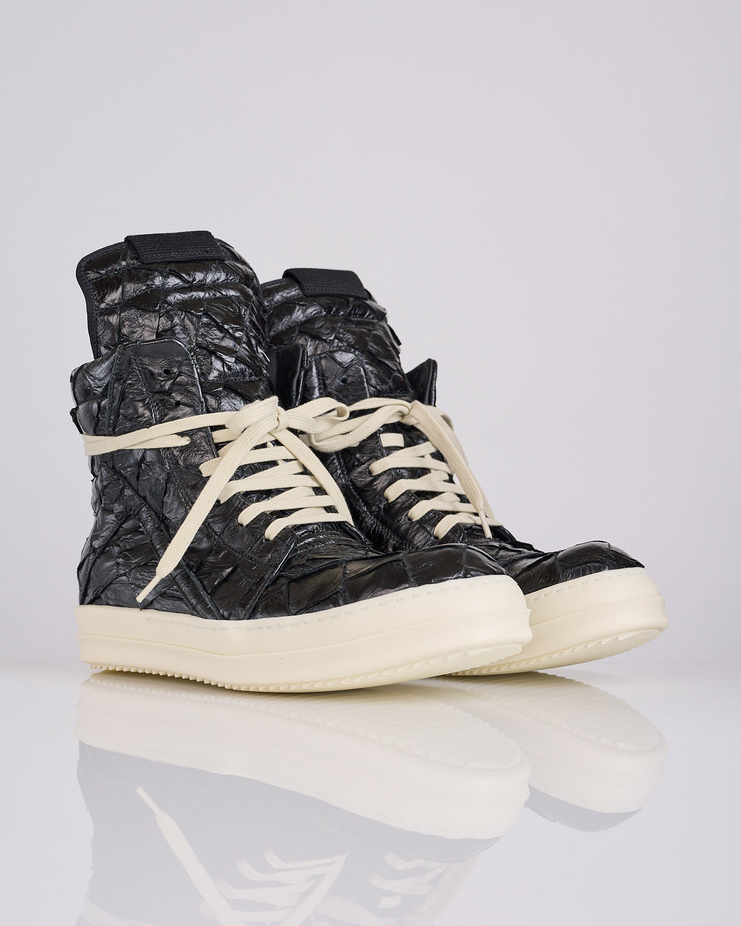 Rick Owens Runway Pirarucu Geobasket Black Black Milk