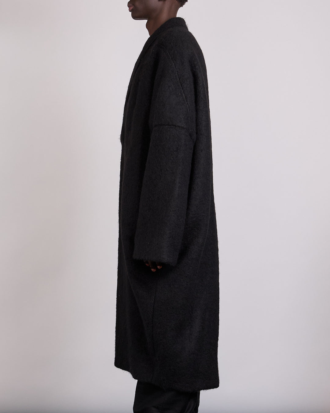 Rick Owens Runway Poiret Coat Washed Alpaca Black