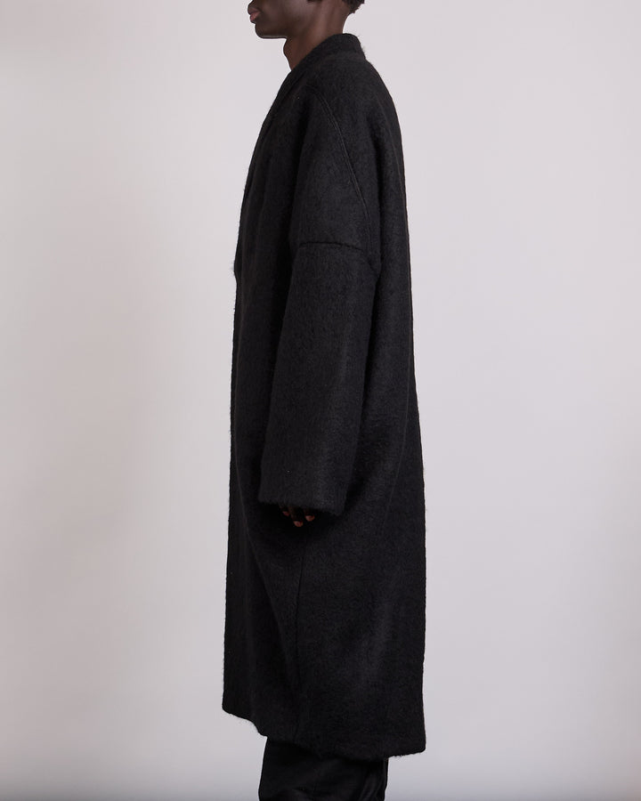 Rick Owens Runway Poiret Coat Washed Alpaca Black