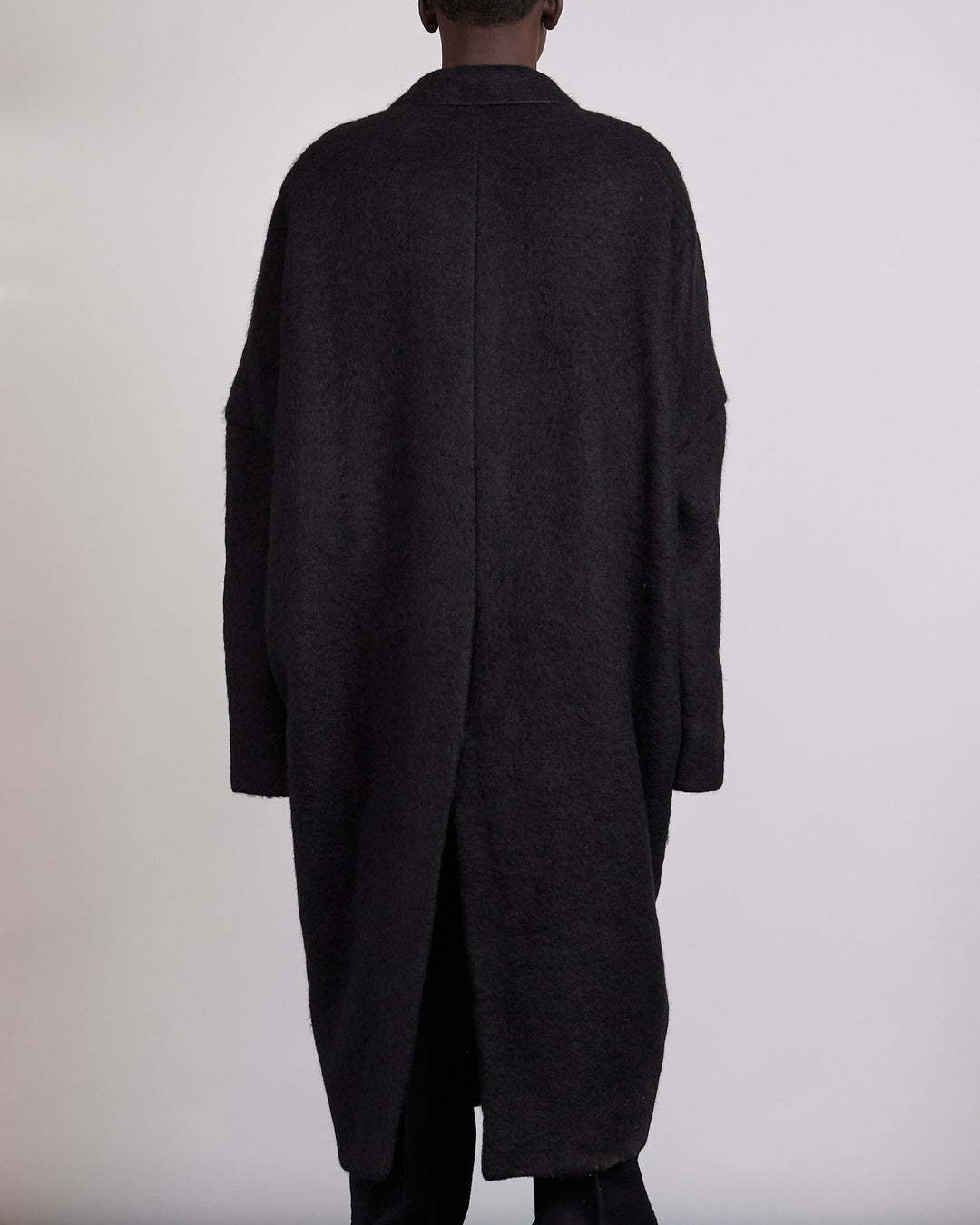 Rick Owens Runway Poiret Coat Washed Alpaca Black