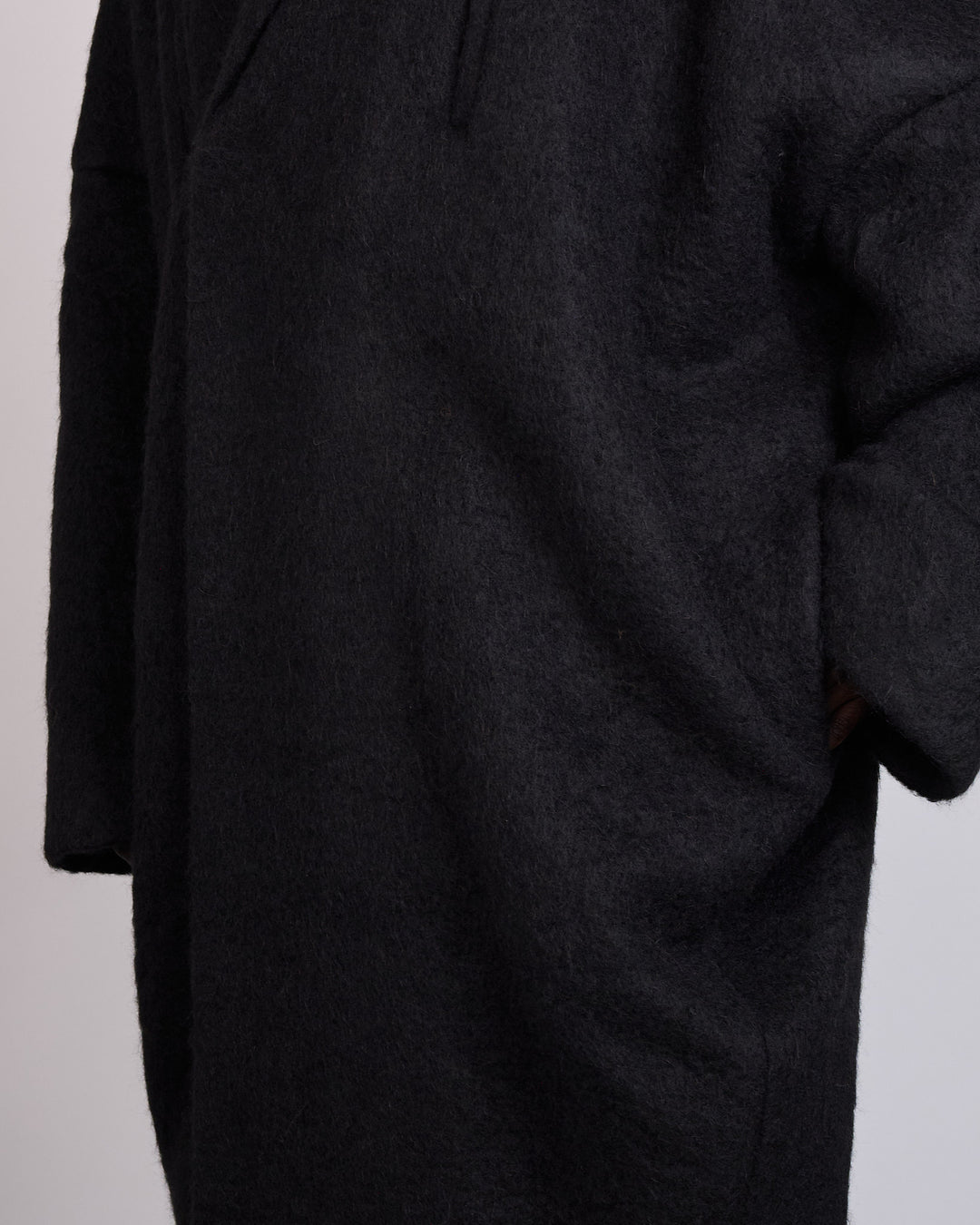 Rick Owens Runway Poiret Coat Washed Alpaca Black