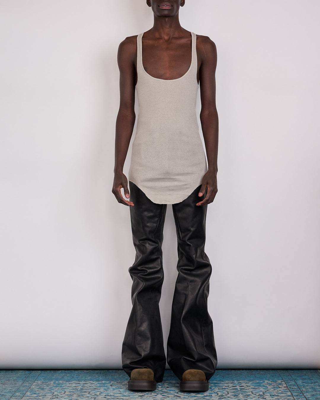 Rick Owens Runway Pony Micro Rib Slim Tank Black