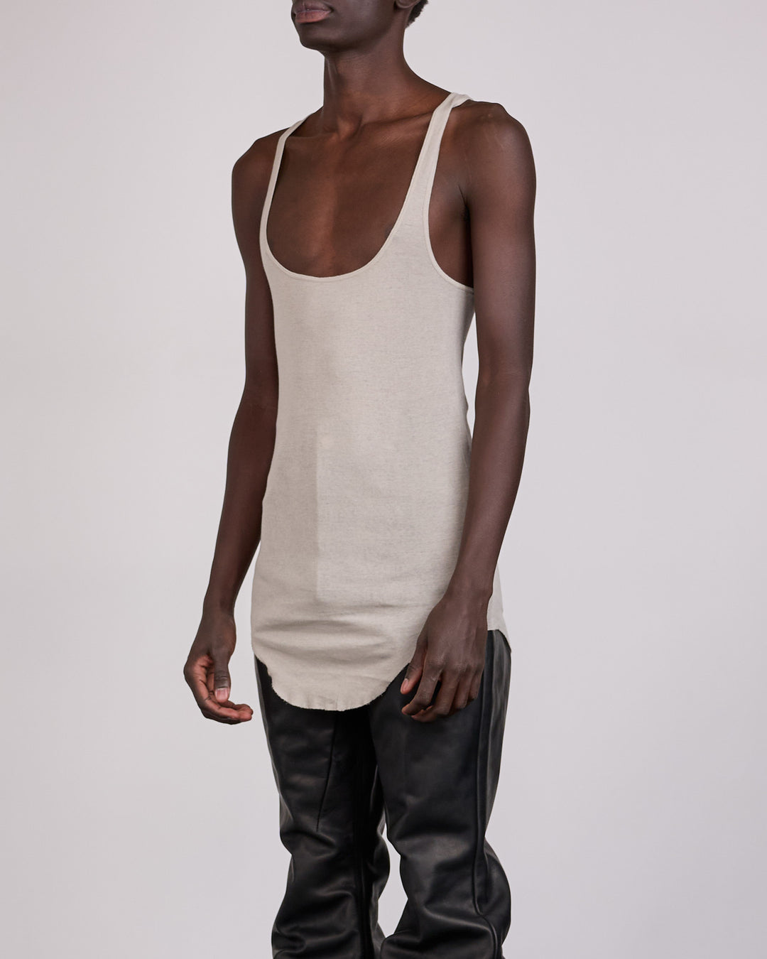 Rick Owens Runway Pony Micro Rib Slim Tank Black
