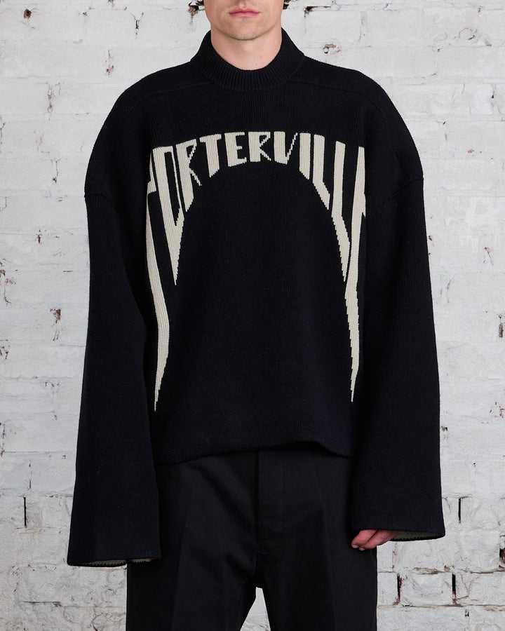 Rick Owens Runway Porterville Jumbo Crew Sweater Black/Pearl