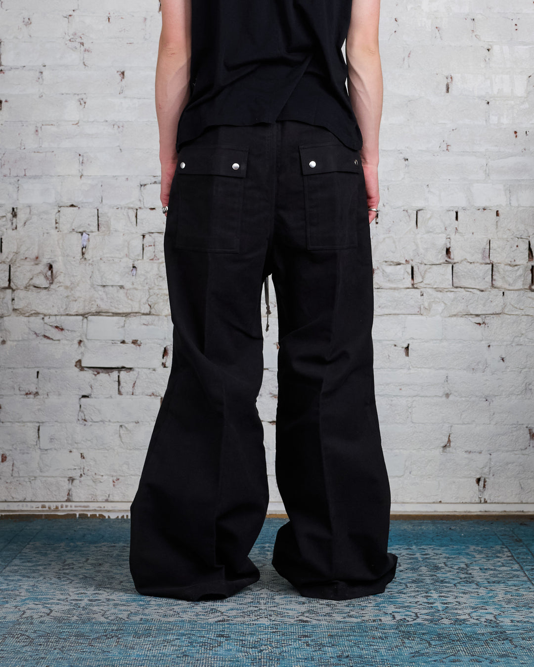 Rick Owens Runway Porterville Wide Bela Pant Brushed Twill Black/Pearl