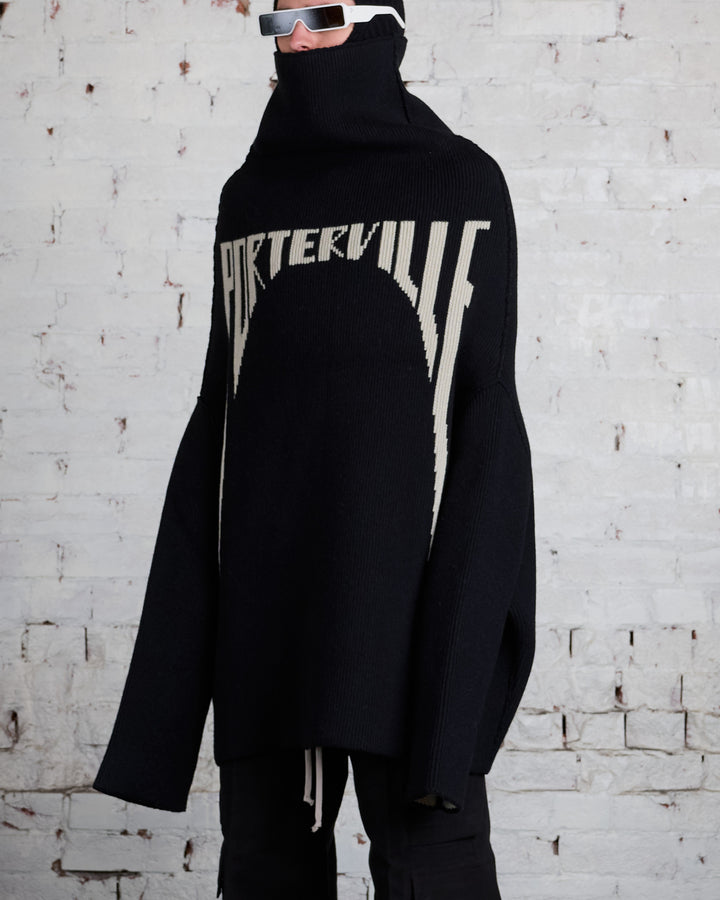 Rick Owens Runway Shroud Mega Wool Knit Sweater Black/Pearl