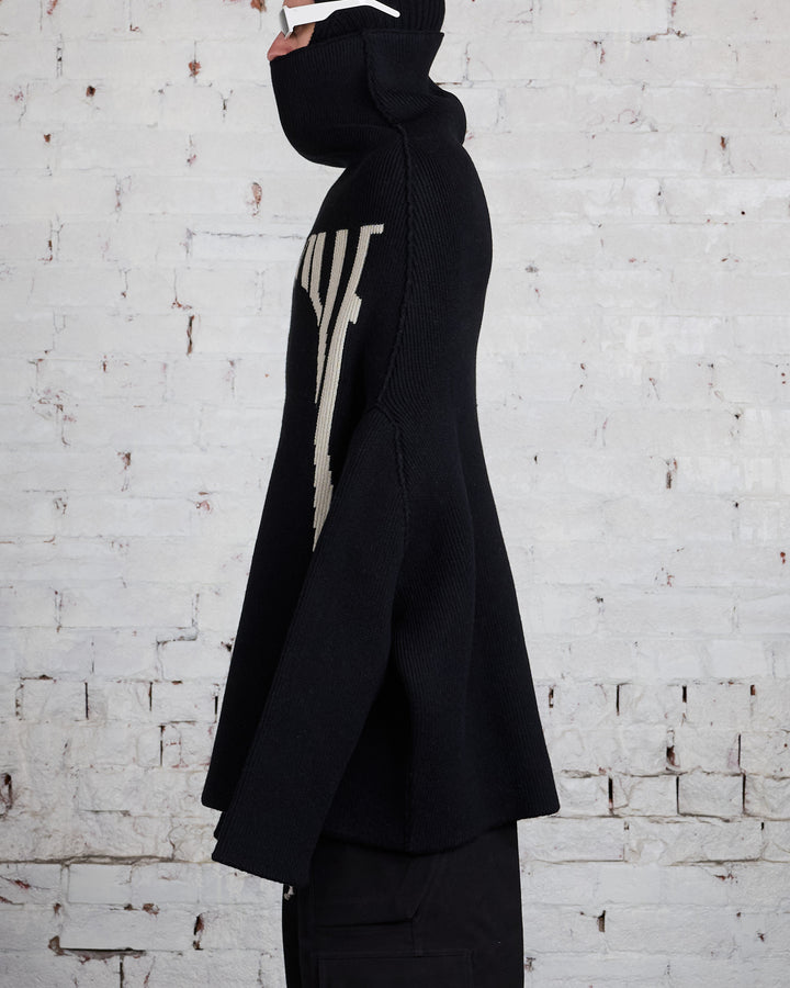 Rick Owens Runway Shroud Mega Wool Knit Sweater Black/Pearl