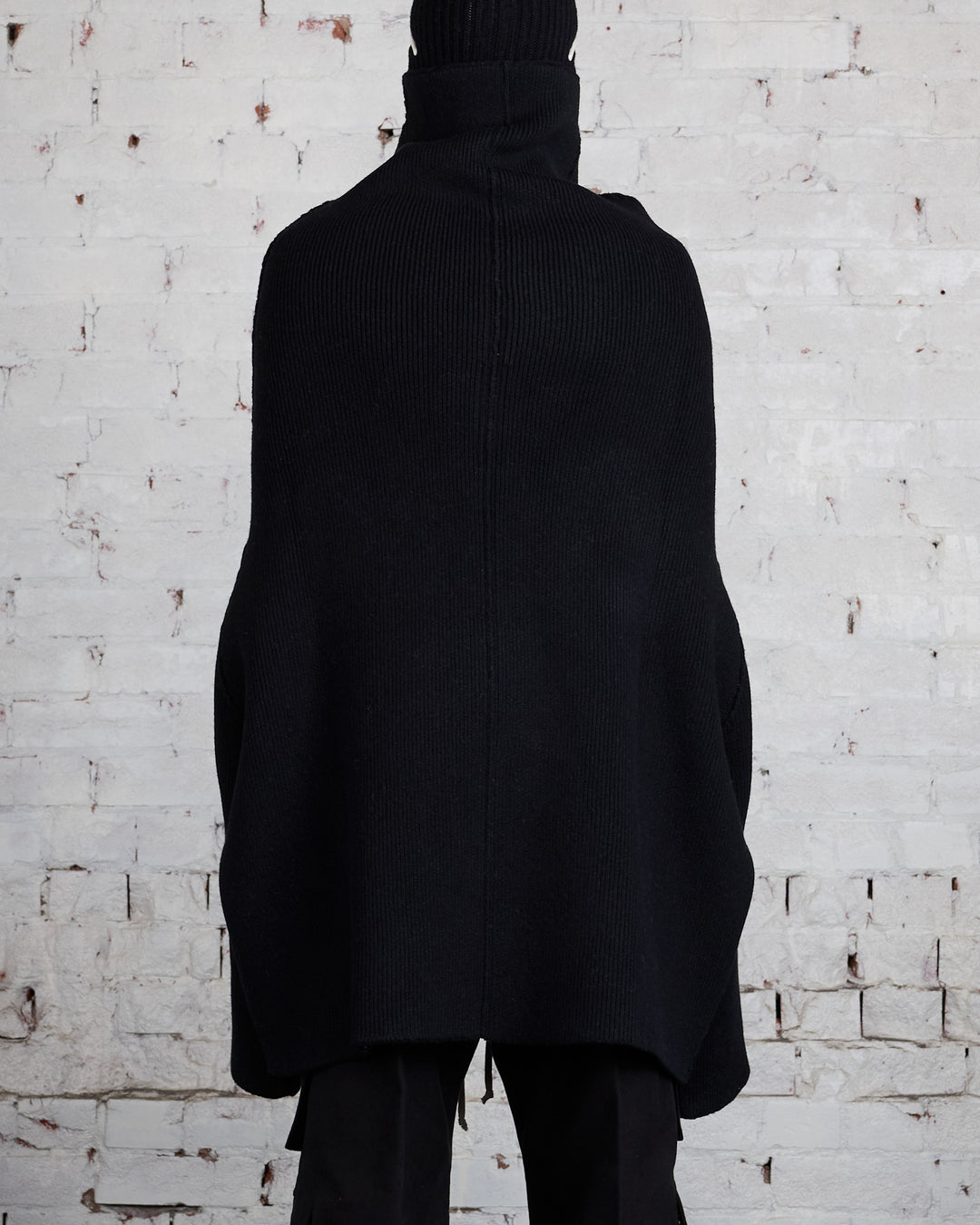 Rick Owens Runway Shroud Mega Wool Knit Sweater Black/Pearl