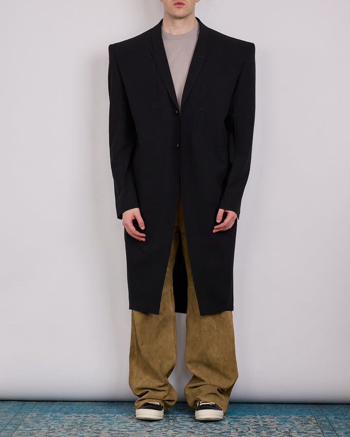 Rick Owens Runway Tatlin Coat Light Poudre Wool Black