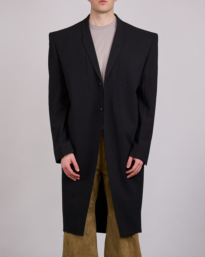 Rick Owens Runway Tatlin Coat Light Poudre Wool Black