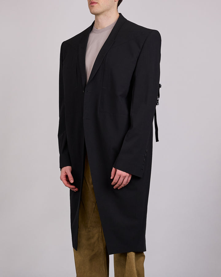 Rick Owens Runway Tatlin Coat Light Poudre Wool Black