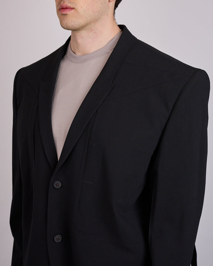 Rick Owens Runway Tatlin Coat Light Poudre Wool Black