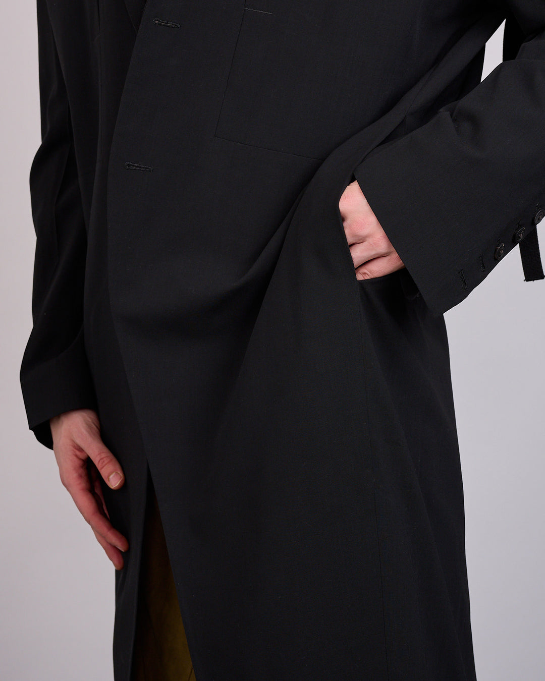 Rick Owens Runway Tatlin Coat Light Poudre Wool Black