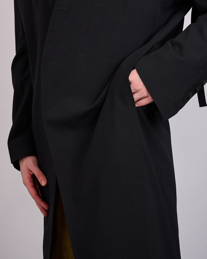 Rick Owens Runway Tatlin Coat Light Poudre Wool Black