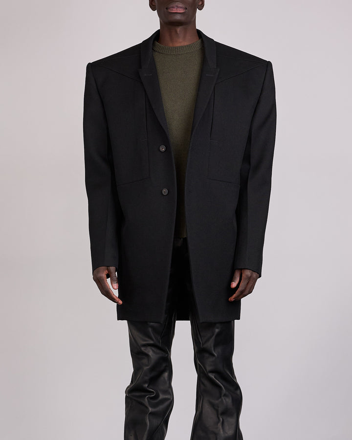 Rick Owens Runway Tatlin Wool Drill Jacket Black