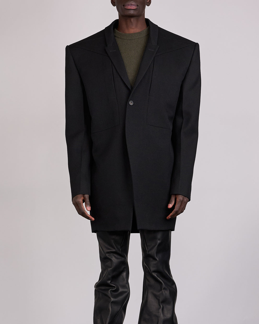 Rick Owens Runway Tatlin Wool Drill Jacket Black