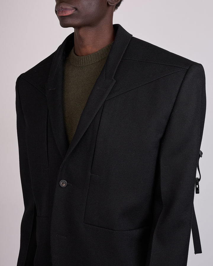 Rick Owens Runway Tatlin Wool Drill Jacket Black