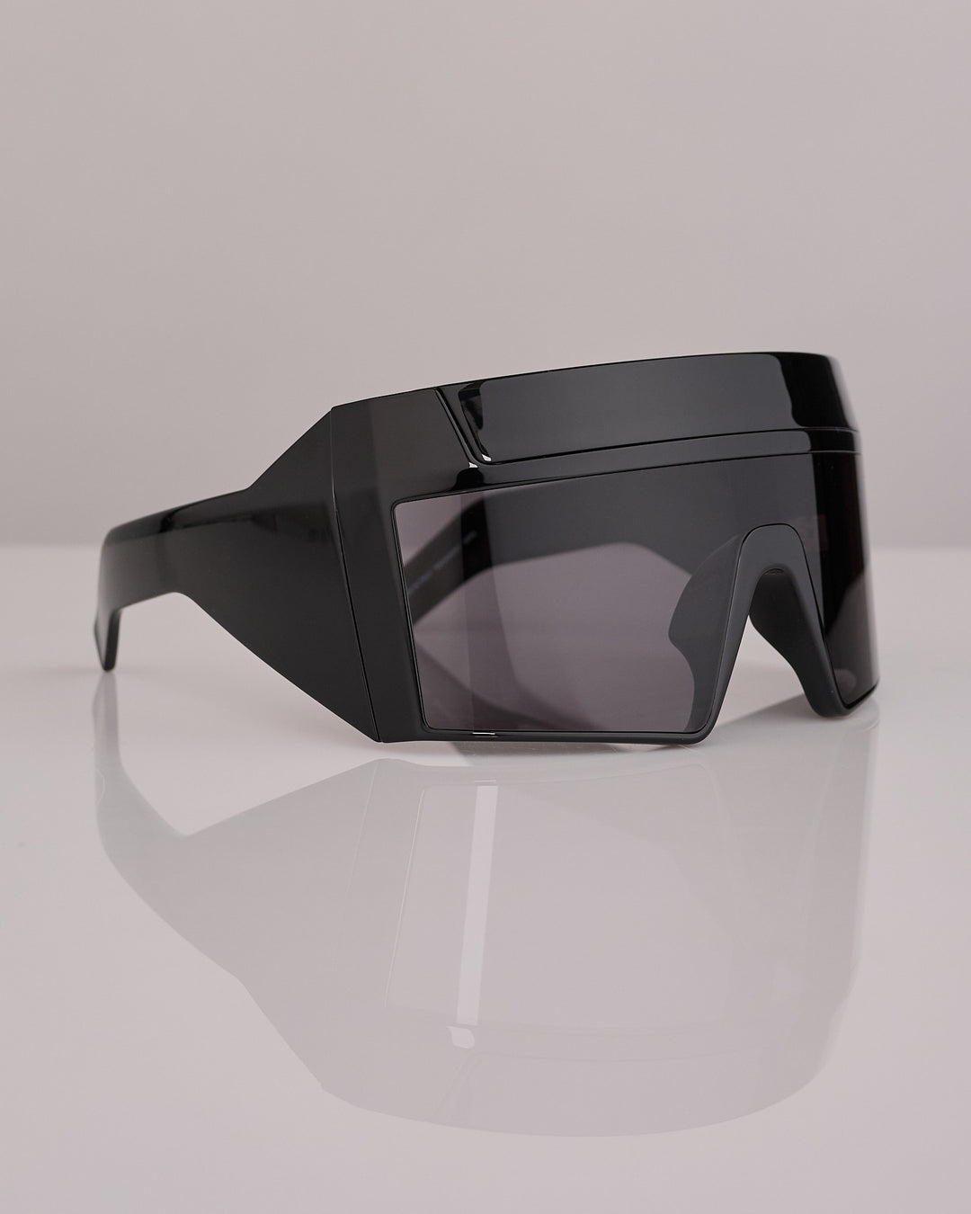 Rick Owens Runway Temple Rev Shiny Sunglass Black Black