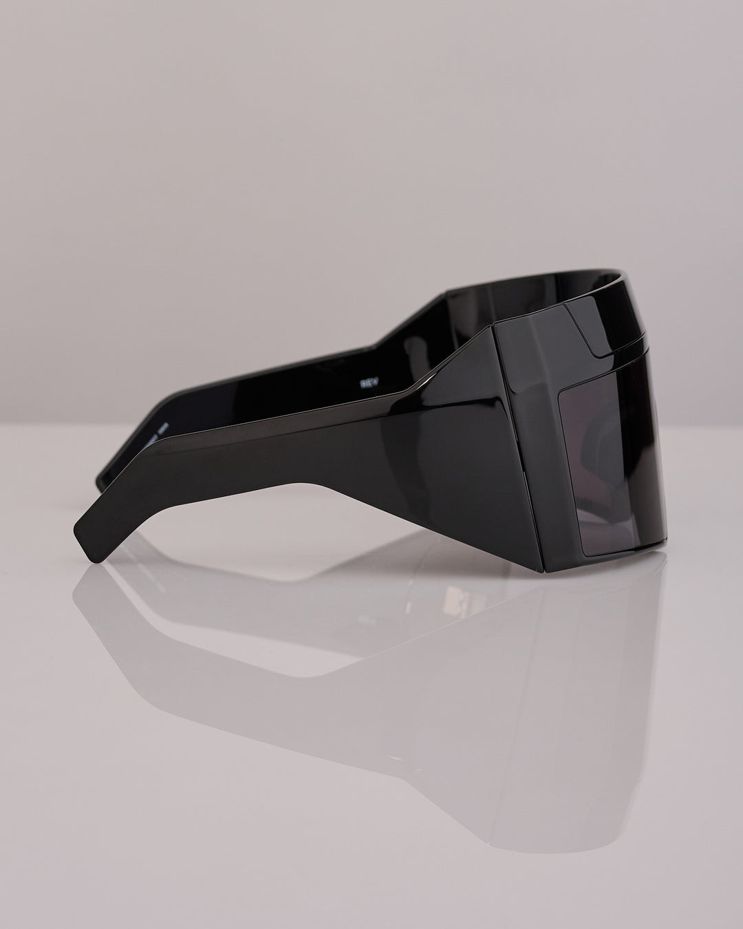 Rick Owens Runway Temple Rev Shiny Sunglass Black Black